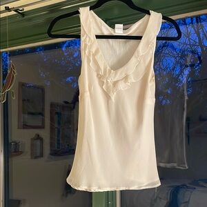 Elegant Silk Cream Sleeveless Blouse